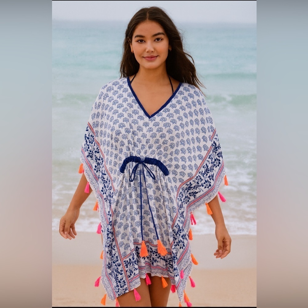Lula Looh Bohemian Tassel Kaftan Dress    Size-X-Large
